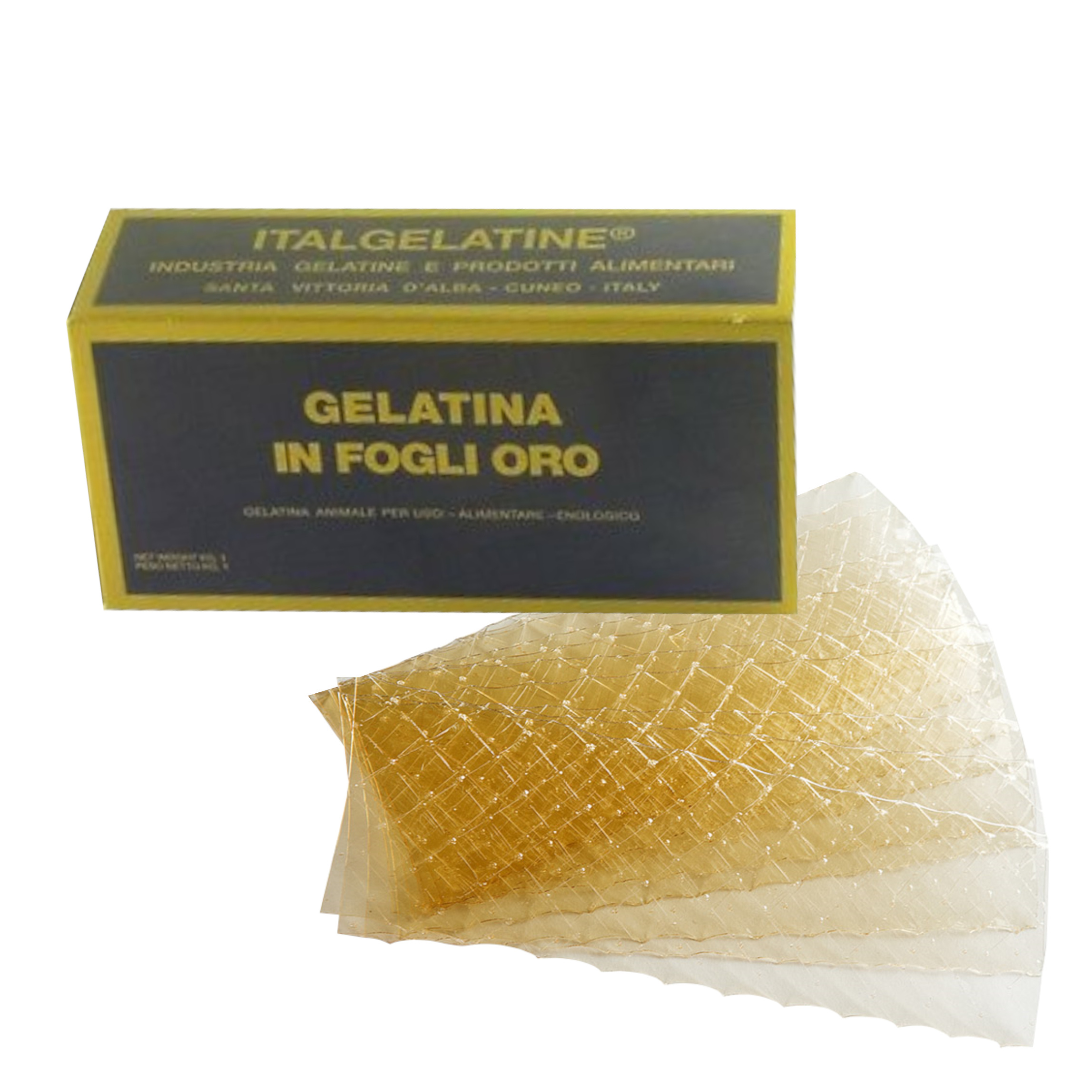 Gelatina alimentare colla di pesce in fogli oro scatola da 1kg
