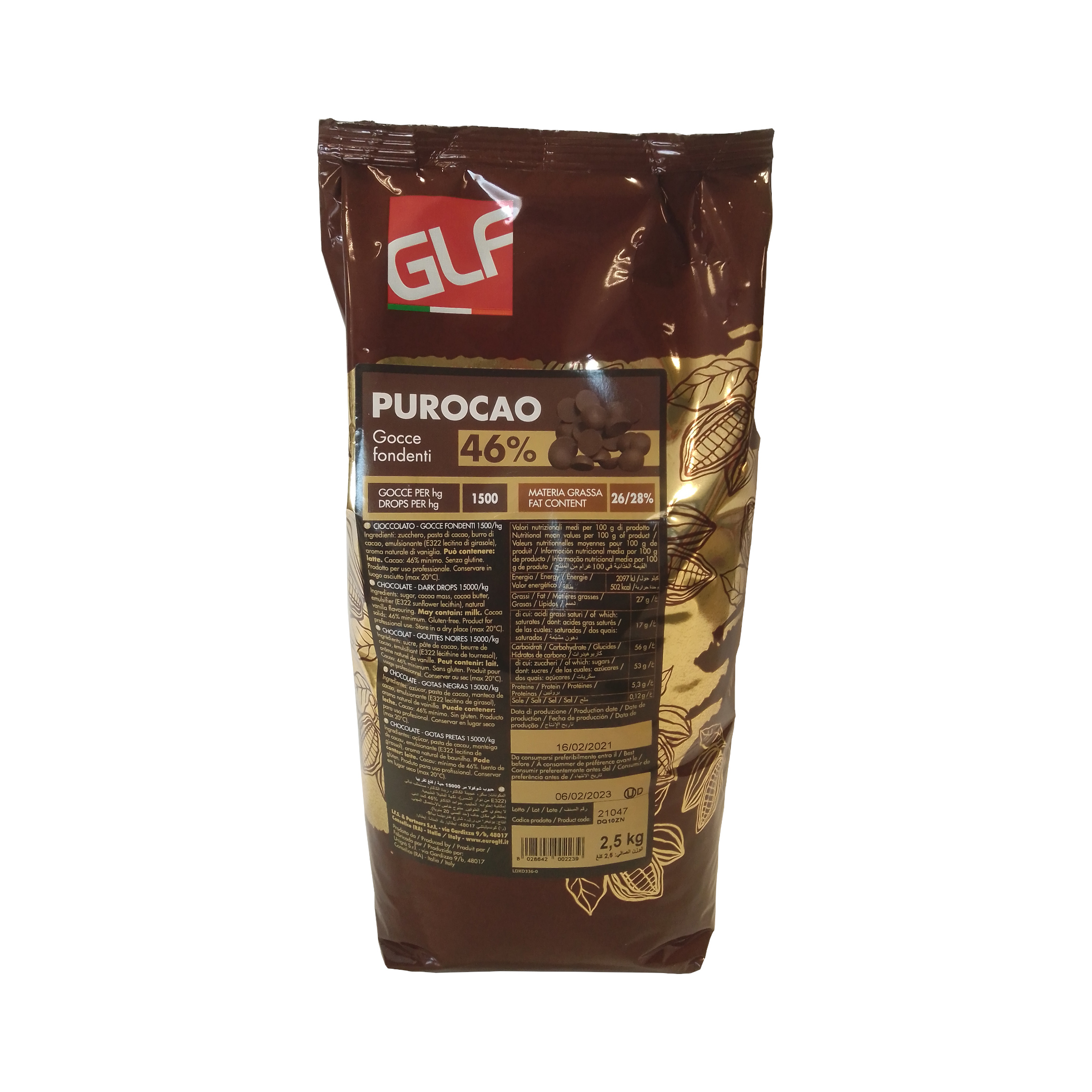 Gocce fondente Purocao 1500/HG sacchetto da 2,5kg